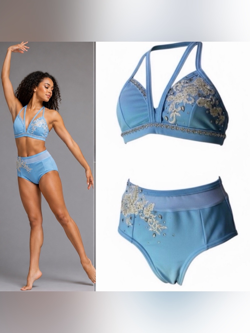 Competition Custom Solo Dance Costume Ice Blue Contemporary Lyrical MA NWT